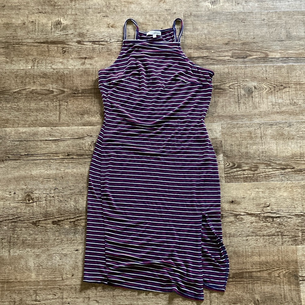 Striped Mini Dress Women’s Small Square Neck Thin Strap Bodycon 90s Y2K